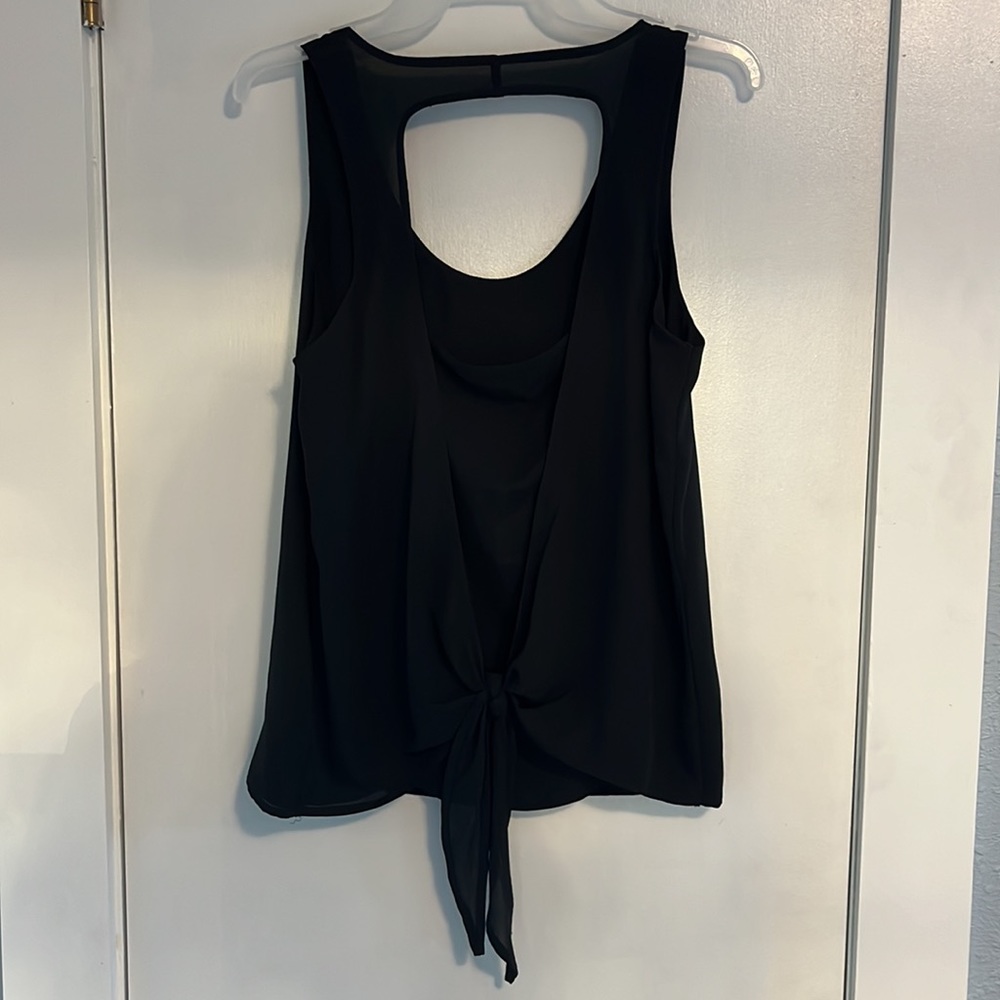 Express Tie Back Black Lightweight Sleeveless Top - Picture 3 of 7